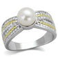 MATS377 - Reverse Two-Tone 925 Sterling Silver Ring with Synthetic Pearl in White