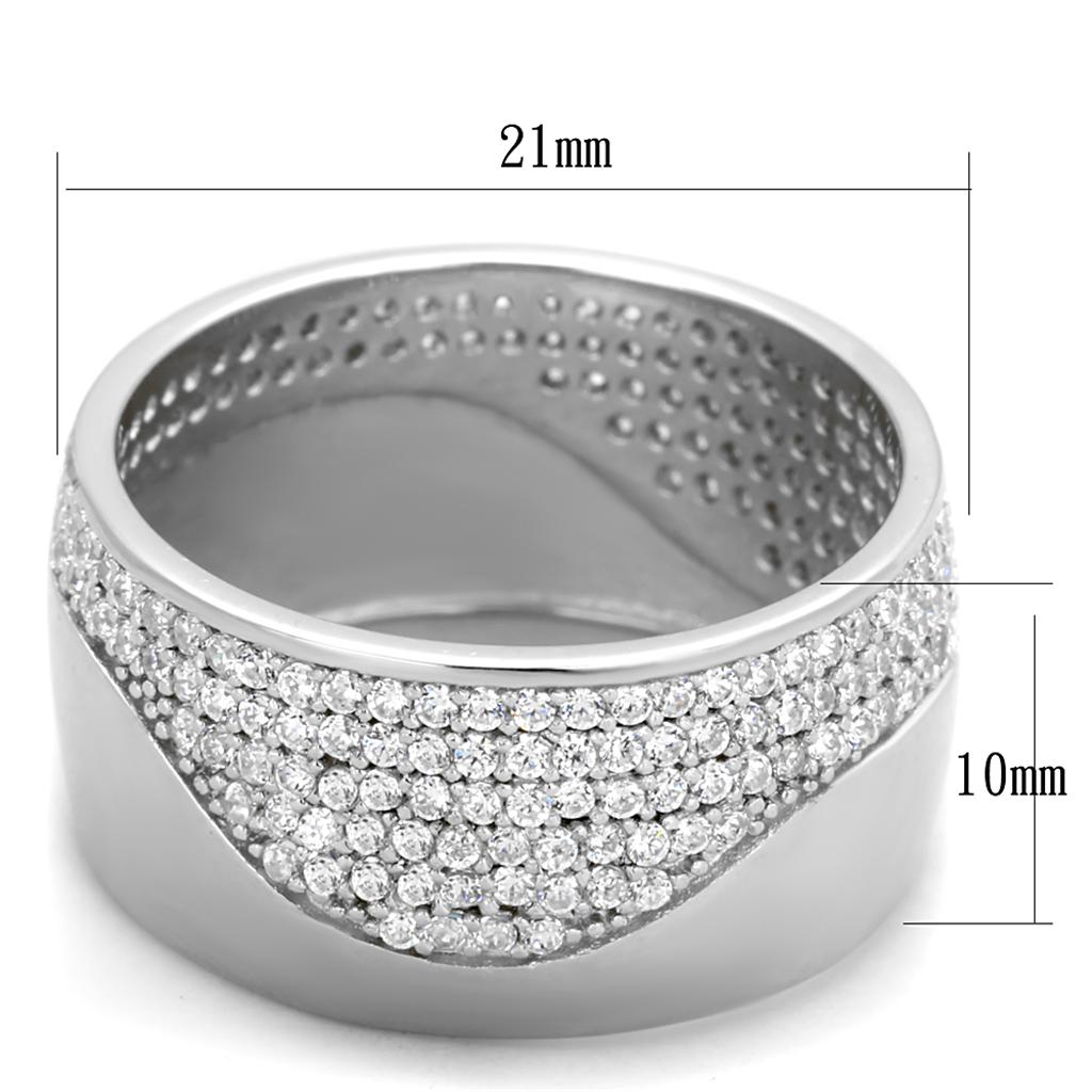 MATS378 - Rhodium 925 Sterling Silver Ring with AAA Grade CZ  in Clear