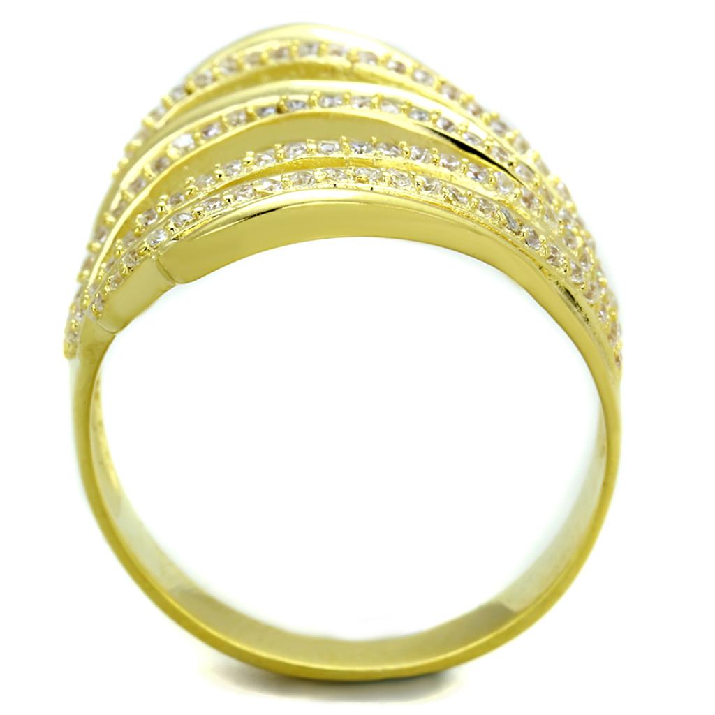 MATS379 - Gold 925 Sterling Silver Ring with AAA Grade CZ  in Clear