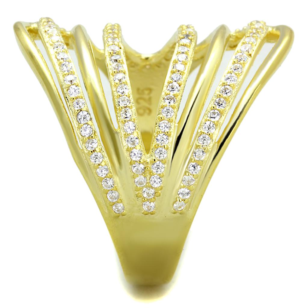 MATS379 - Gold 925 Sterling Silver Ring with AAA Grade CZ  in Clear