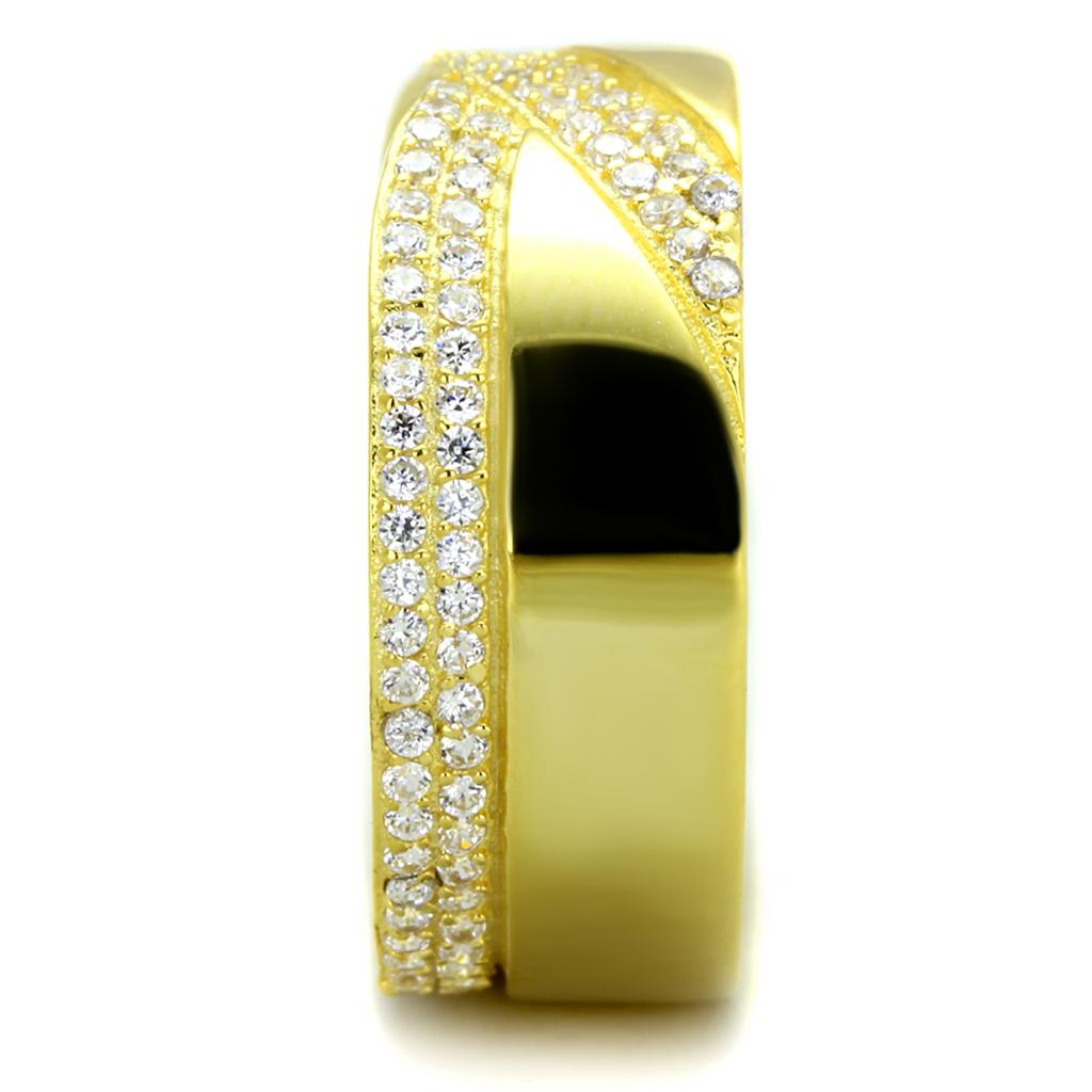 MATS380 - Gold 925 Sterling Silver Ring with AAA Grade CZ  in Clear