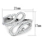 MATS383 - Rhodium 925 Sterling Silver Ring with AAA Grade CZ  in Clear