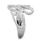MATS383 - Rhodium 925 Sterling Silver Ring with AAA Grade CZ  in Clear