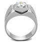 MATS385 - Rhodium 925 Sterling Silver Ring with AAA Grade CZ  in Clear
