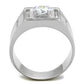 MATS386 - Rhodium 925 Sterling Silver Ring with AAA Grade CZ  in Clear