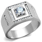 MATS386 - Rhodium 925 Sterling Silver Ring with AAA Grade CZ  in Clear