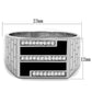MATS387 - Rhodium 925 Sterling Silver Ring with AAA Grade CZ  in Clear