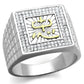 MATS389 - Gold+Rhodium 925 Sterling Silver Ring with AAA Grade CZ  in Clear