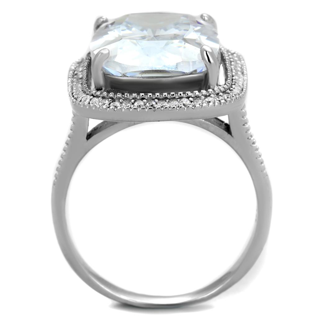 MATS391 - Rhodium 925 Sterling Silver Ring with AAA Grade CZ  in Clear