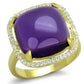 MATS392 - Gold 925 Sterling Silver Ring with Synthetic Synthetic Glass in Amethyst