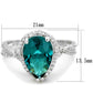 MATS394 - Rhodium 925 Sterling Silver Ring with Synthetic Synthetic Glass in Blue Zircon