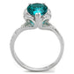 MATS394 - Rhodium 925 Sterling Silver Ring with Synthetic Synthetic Glass in Blue Zircon