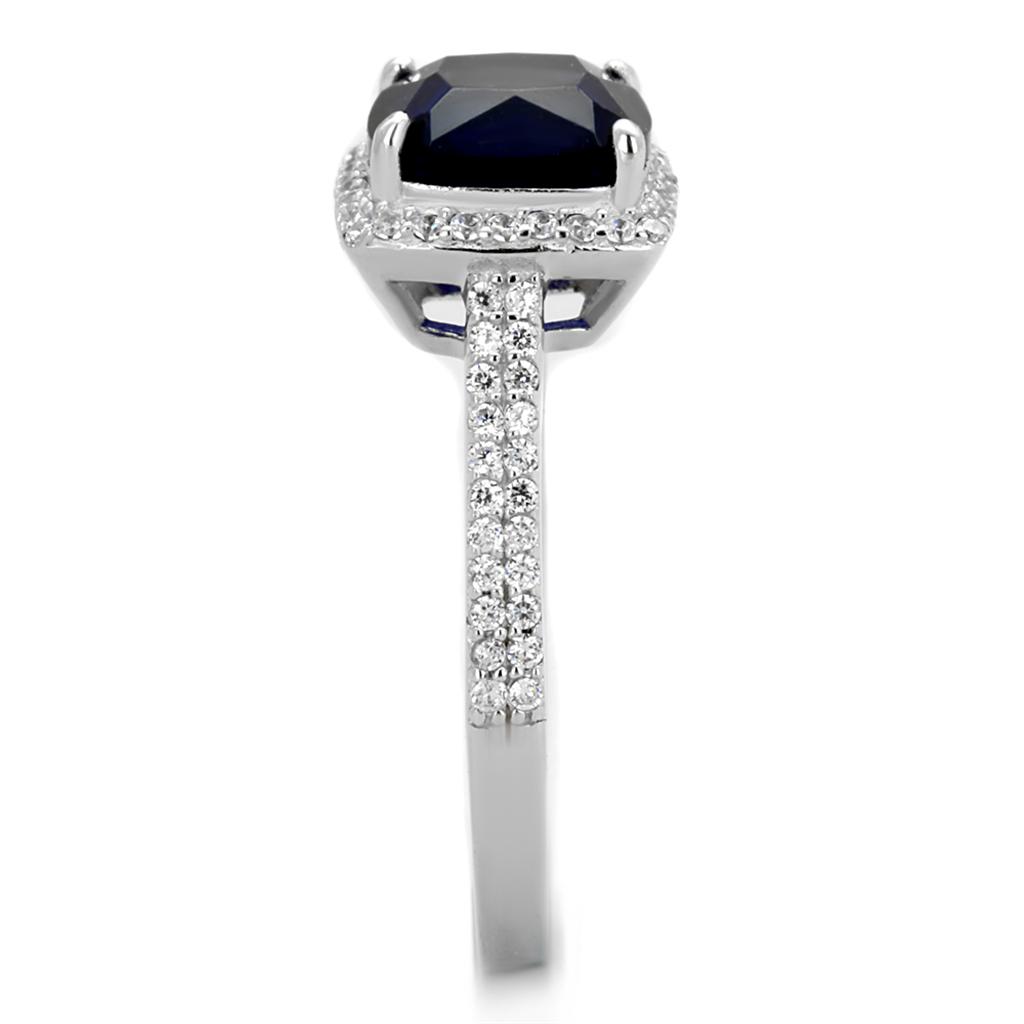 MATS395 - Rhodium 925 Sterling Silver Ring with Synthetic Synthetic Glass in Montana