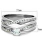 MATS396 - Rhodium 925 Sterling Silver Ring with AAA Grade CZ  in Clear