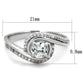 MATS397 - Rhodium 925 Sterling Silver Ring with AAA Grade CZ  in Clear