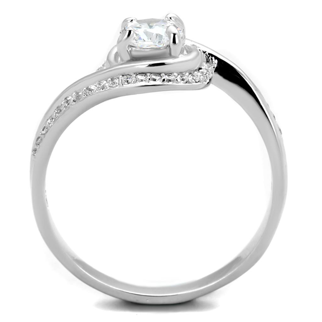 MATS397 - Rhodium 925 Sterling Silver Ring with AAA Grade CZ  in Clear