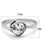 MATS398 - Rhodium 925 Sterling Silver Ring with AAA Grade CZ  in Clear