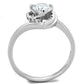 MATS398 - Rhodium 925 Sterling Silver Ring with AAA Grade CZ  in Clear
