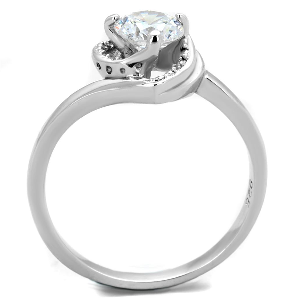 MATS398 - Rhodium 925 Sterling Silver Ring with AAA Grade CZ  in Clear