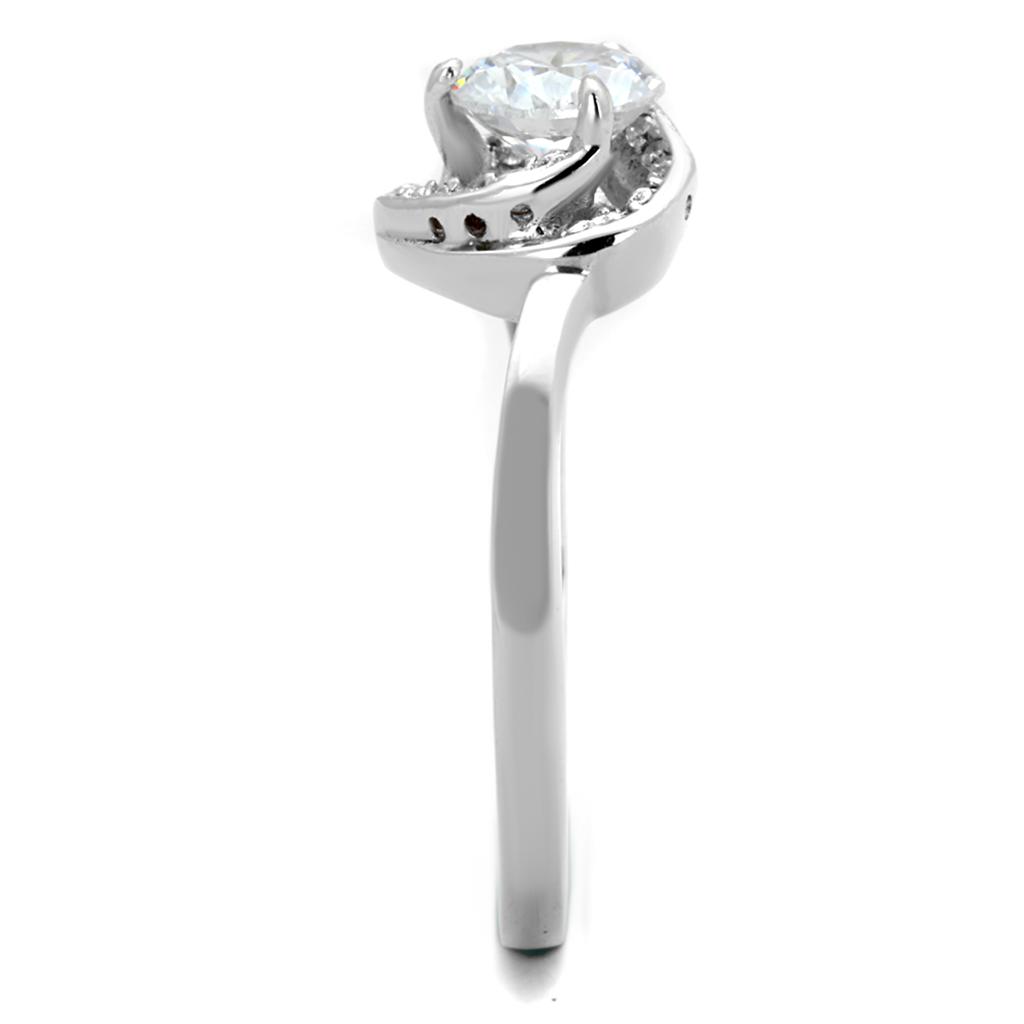 MATS398 - Rhodium 925 Sterling Silver Ring with AAA Grade CZ  in Clear