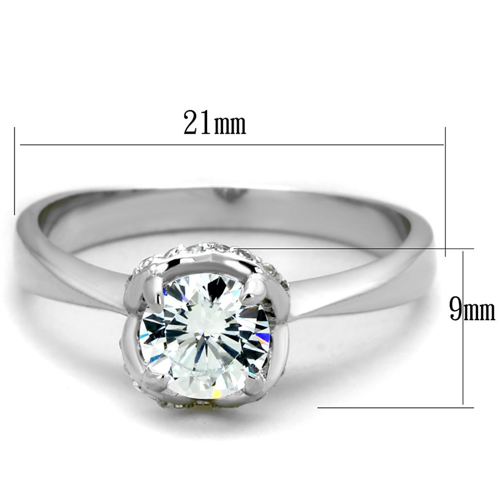 MATS399 - Rhodium 925 Sterling Silver Ring with AAA Grade CZ  in Clear