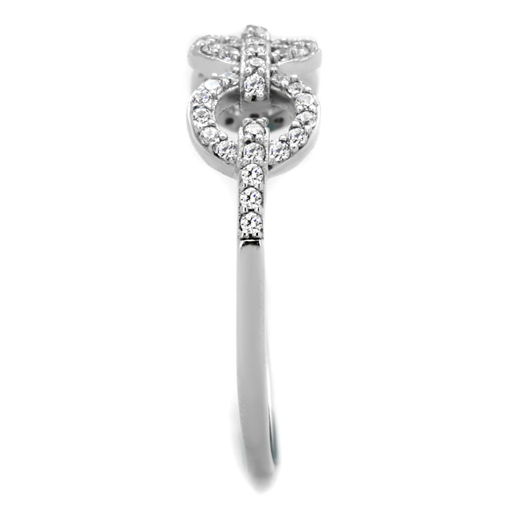 MATS400 - Rhodium 925 Sterling Silver Ring with AAA Grade CZ  in Clear