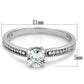 MATS401 - Rhodium 925 Sterling Silver Ring with AAA Grade CZ  in Clear