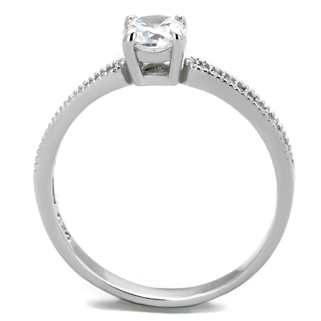 MATS401 - Rhodium 925 Sterling Silver Ring with AAA Grade CZ  in Clear