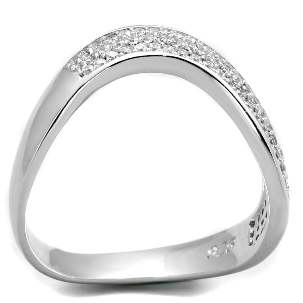 MATS402 - Rhodium 925 Sterling Silver Ring with AAA Grade CZ  in Clear