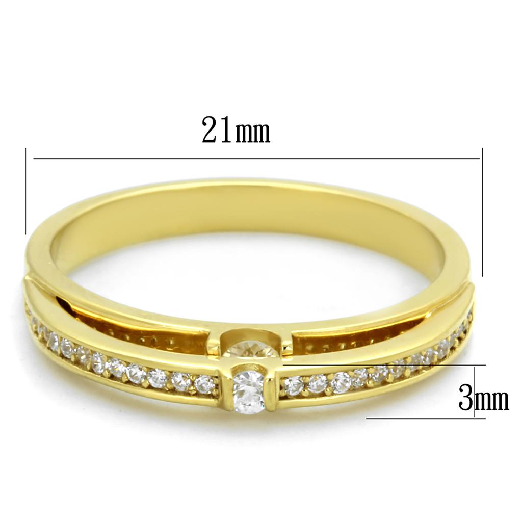 MATS403 - Gold 925 Sterling Silver Ring with AAA Grade CZ  in Clear
