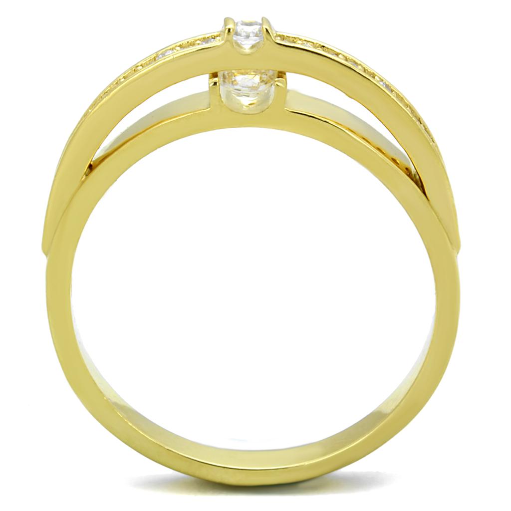 MATS403 - Gold 925 Sterling Silver Ring with AAA Grade CZ  in Clear
