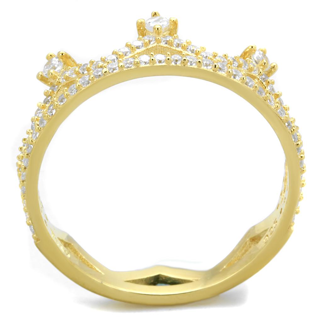 MATS404 - Gold 925 Sterling Silver Ring with AAA Grade CZ  in Clear