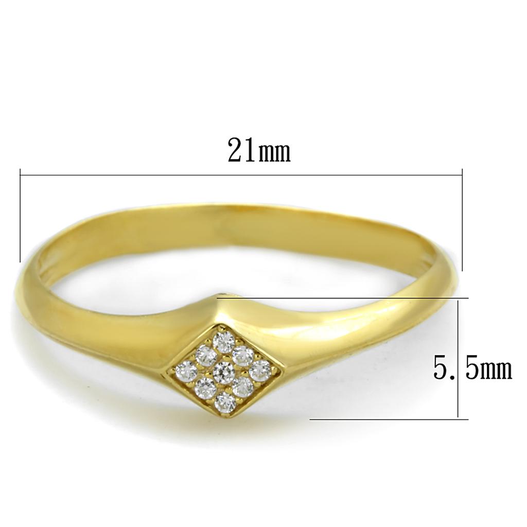 MATS406 - Gold 925 Sterling Silver Ring with AAA Grade CZ  in Clear