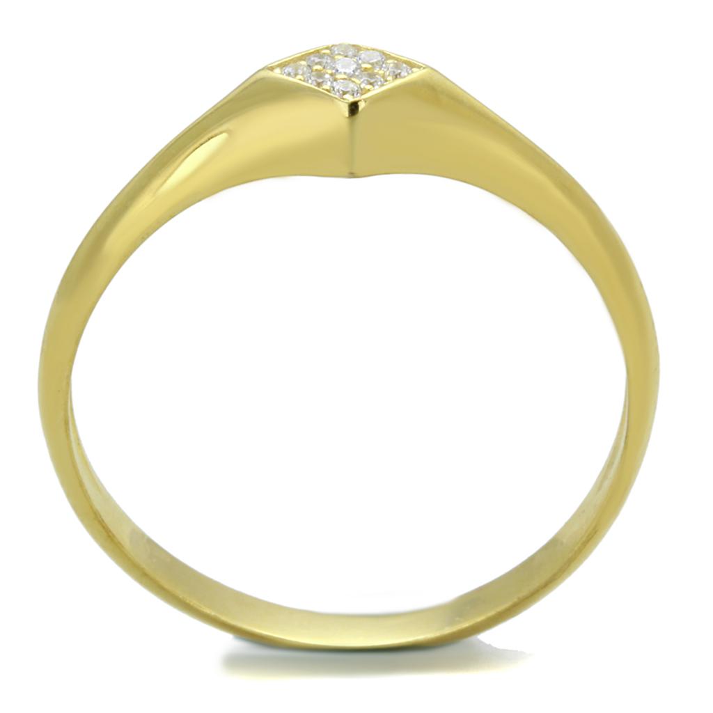 MATS406 - Gold 925 Sterling Silver Ring with AAA Grade CZ  in Clear