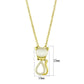 MATS409 - Gold 925 Sterling Silver Chain Pendant with Synthetic Cat Eye in White