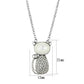MATS410 - Rhodium 925 Sterling Silver Chain Pendant with Synthetic Synthetic Glass in Clear