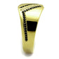 MATS413 - Gold 925 Sterling Silver Ring with AAA Grade CZ  in Black Diamond