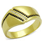 MATS413 - Gold 925 Sterling Silver Ring with AAA Grade CZ  in Black Diamond