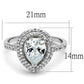 MATS414 - Rhodium 925 Sterling Silver Ring with AAA Grade CZ  in Clear
