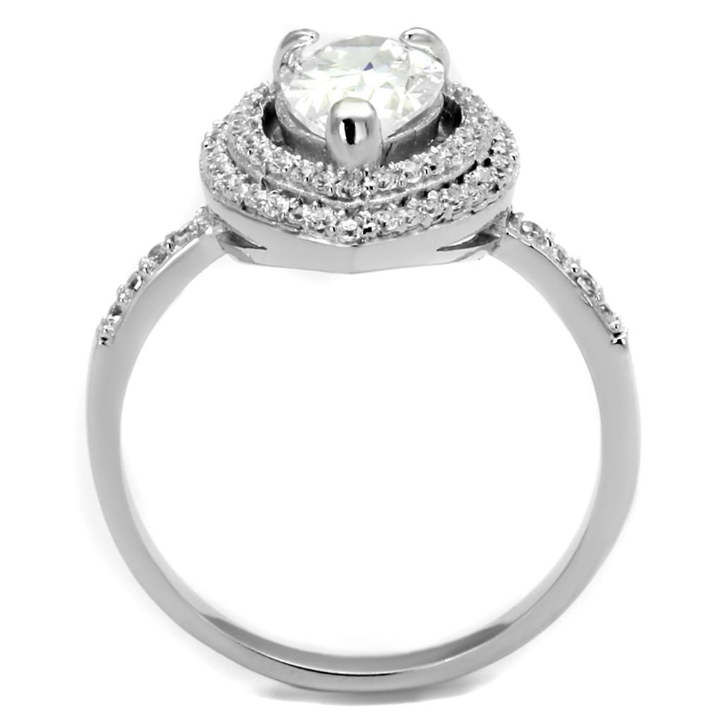 MATS414 - Rhodium 925 Sterling Silver Ring with AAA Grade CZ  in Clear