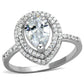 MATS414 - Rhodium 925 Sterling Silver Ring with AAA Grade CZ  in Clear