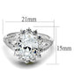 MATS415 - Rhodium 925 Sterling Silver Ring with AAA Grade CZ  in Clear