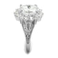 MATS415 - Rhodium 925 Sterling Silver Ring with AAA Grade CZ  in Clear