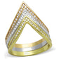 MATS416 - Rhodium + Gold + Rose Gold 925 Sterling Silver Ring with AAA Grade CZ  in Clear