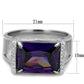 MATS417 - Rhodium 925 Sterling Silver Ring with AAA Grade CZ  in Amethyst