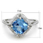 MATS419 - Rhodium 925 Sterling Silver Ring with Synthetic Spinel in Sea Blue