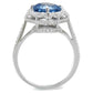 MATS419 - Rhodium 925 Sterling Silver Ring with Synthetic Spinel in Sea Blue