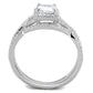 MATS420 - Rhodium 925 Sterling Silver Ring with AAA Grade CZ  in Clear