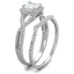 MATS420 - Rhodium 925 Sterling Silver Ring with AAA Grade CZ  in Clear