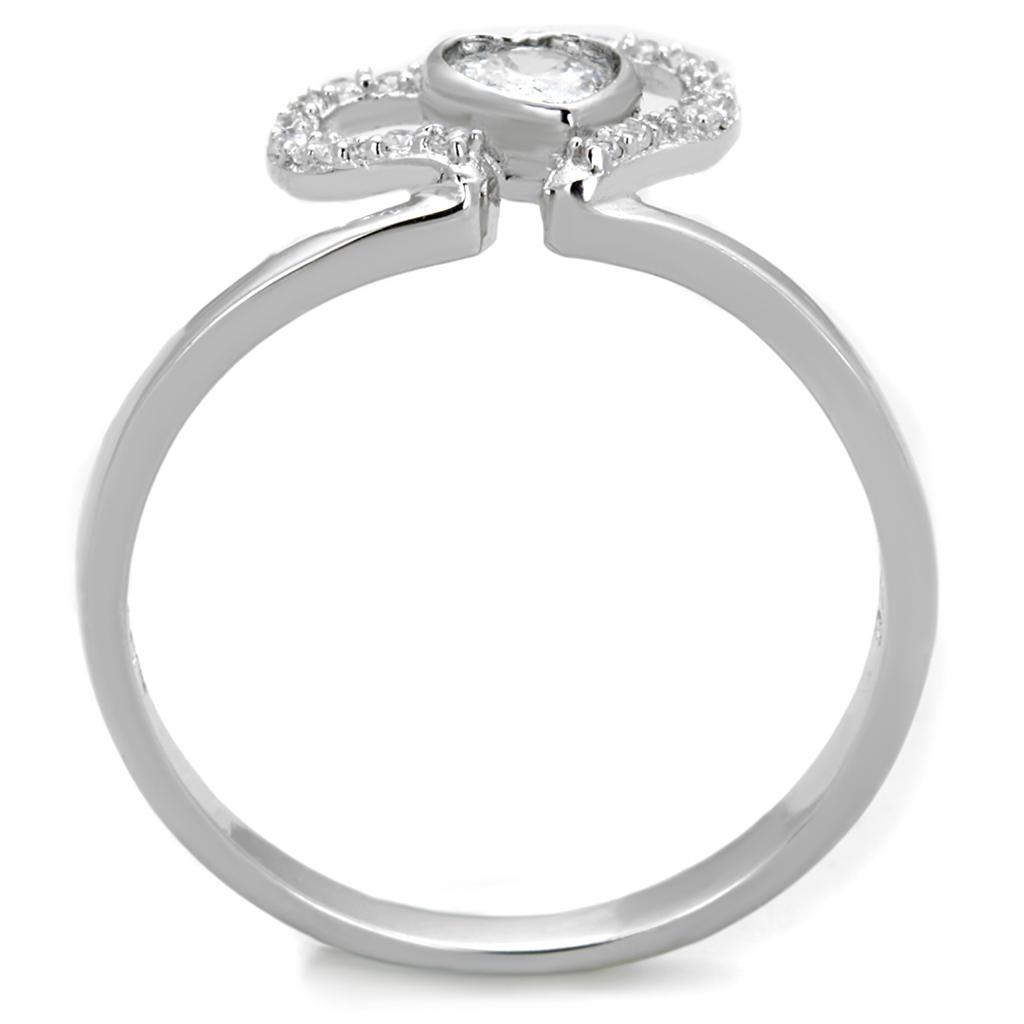 MATS422 - Rhodium 925 Sterling Silver Ring with AAA Grade CZ  in Clear